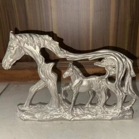 Metallic Horse Family Sculpture